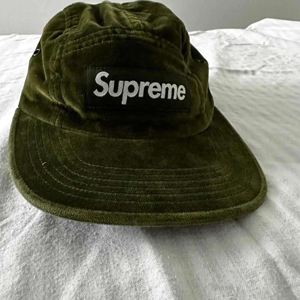 Supreme Green Velvet Camp Cap w/ Leather Strap - Picture 7 of 7